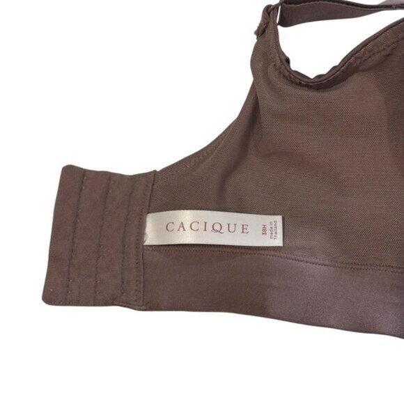 Cacique Lane Bryant 38 H Bra Lightly Lined No Wire Deep Taupe Full Coverage Plus - Picture 4 of 7